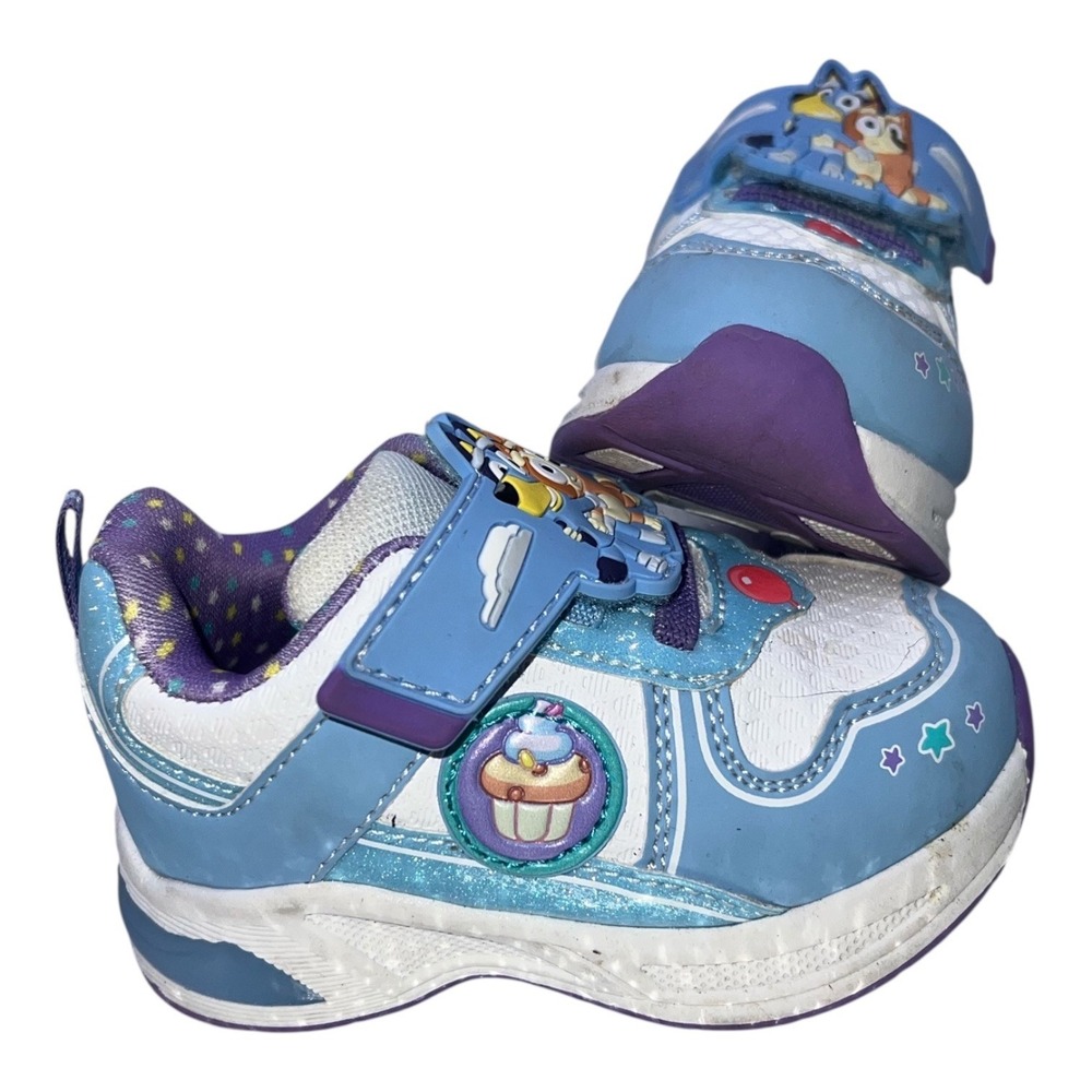 Bluey Ground Up Toddler Girls Size 5‎ Sneakers Shoes Blue Purple Cartoon - Picture 4 of 7